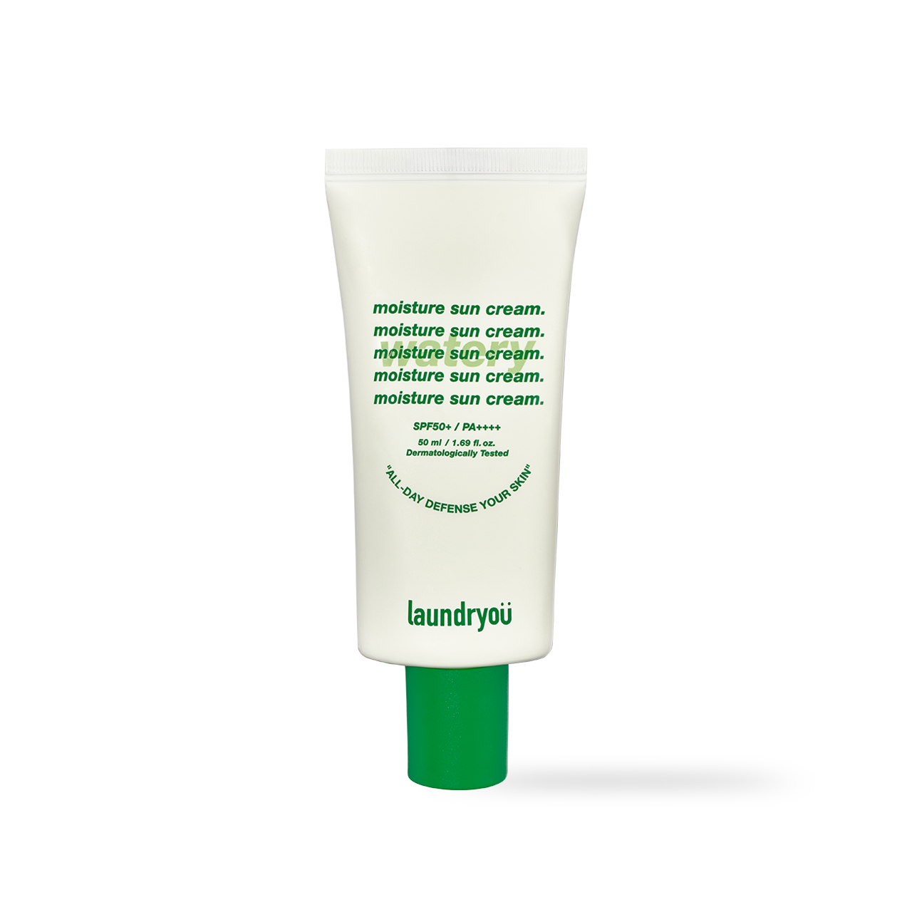 Laundryou Moisture Sun Cream Watery SPF50+ PA++++ 50ml — slim white tube on clean background