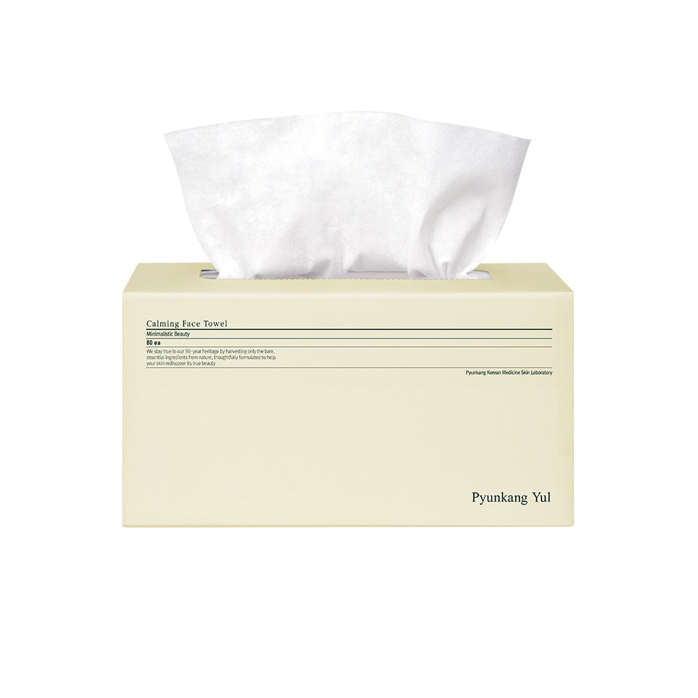 PyunkangYul Calming Face Towel 80ea — single folded cotton towel sheet on white