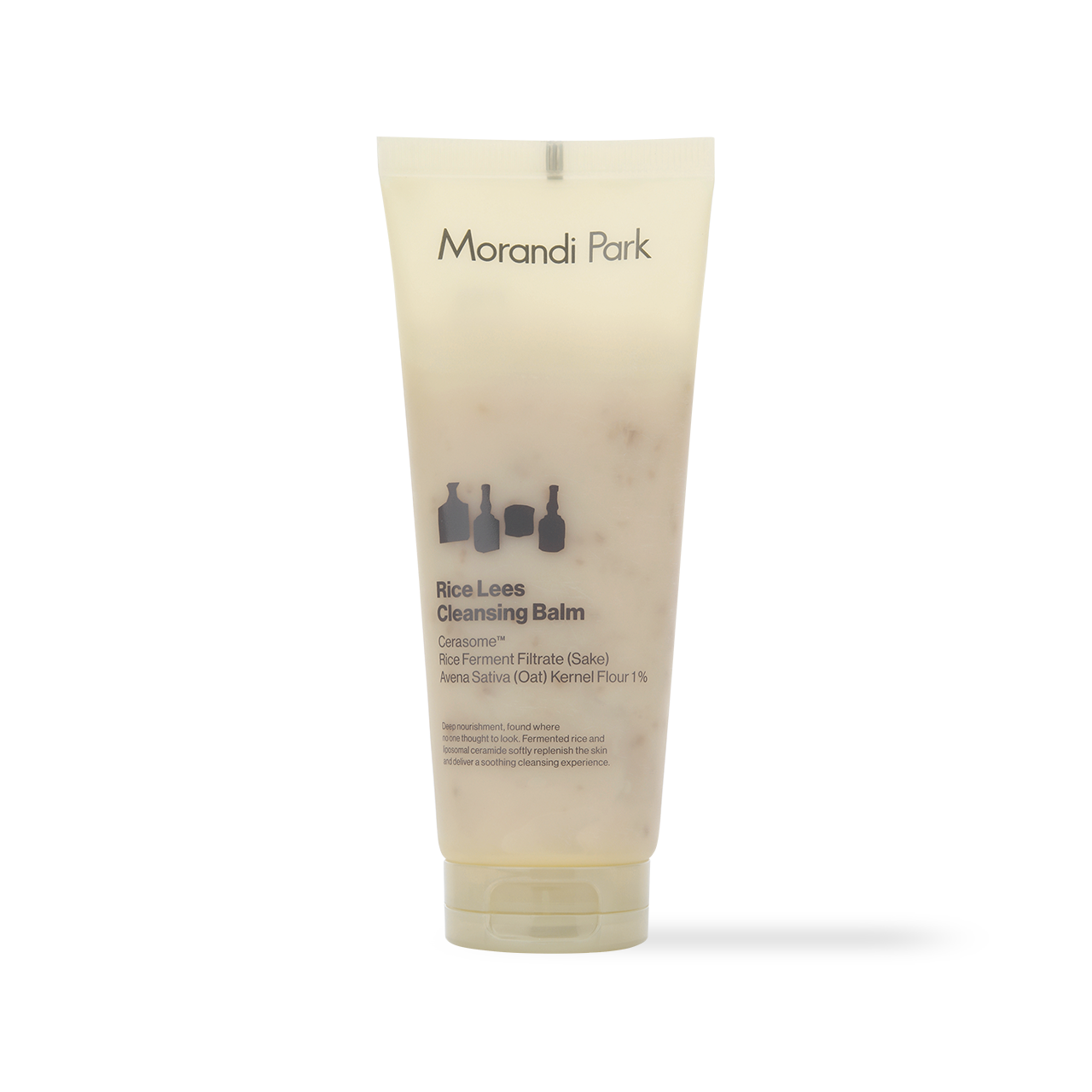 Morandi Park Rice Lees Cleansing Balm 100ml — white jar with pale label on counter