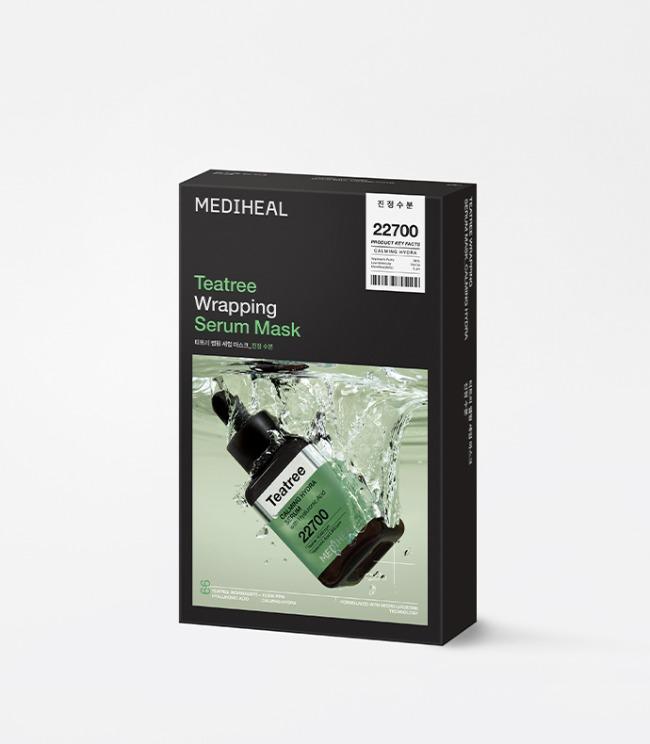 Mediheal Teatree Wrapping Serum Mask Calming Hydra 10ea — box of microfiber wrapping sheet masks