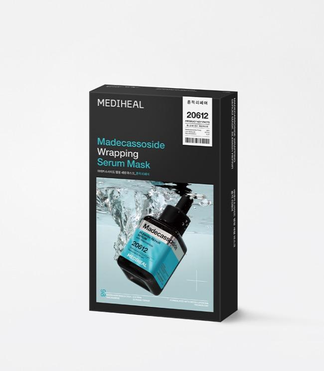 Mediheal Madecassoside Wrapping Serum Mask Blemish Repair 10ea — box and microfiber mask sheet