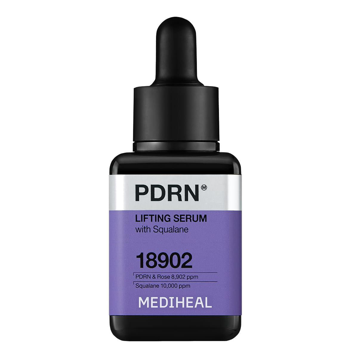 Mediheal PDRN Lifting Serum 40ml — slim bottle with pump dispenser on neutral background