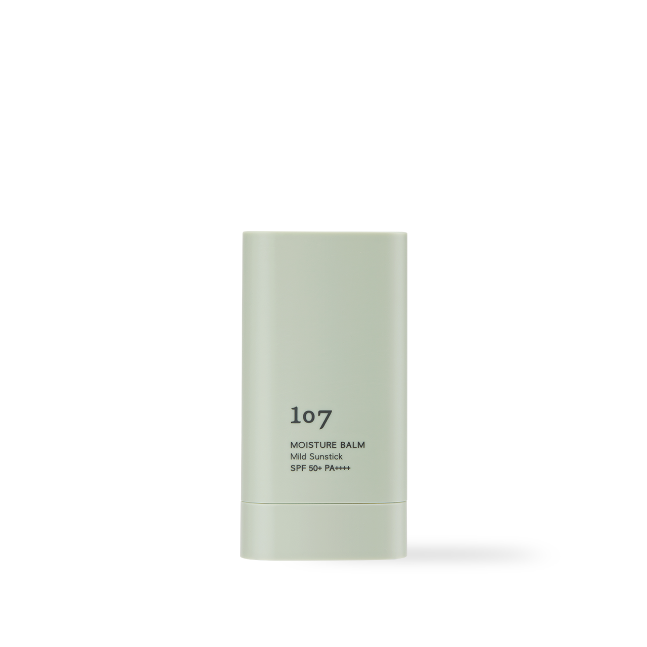 107 MOISTURE BALM Mild Sunstick SPF50+ 18g — twist-up stick with white cap on clean background