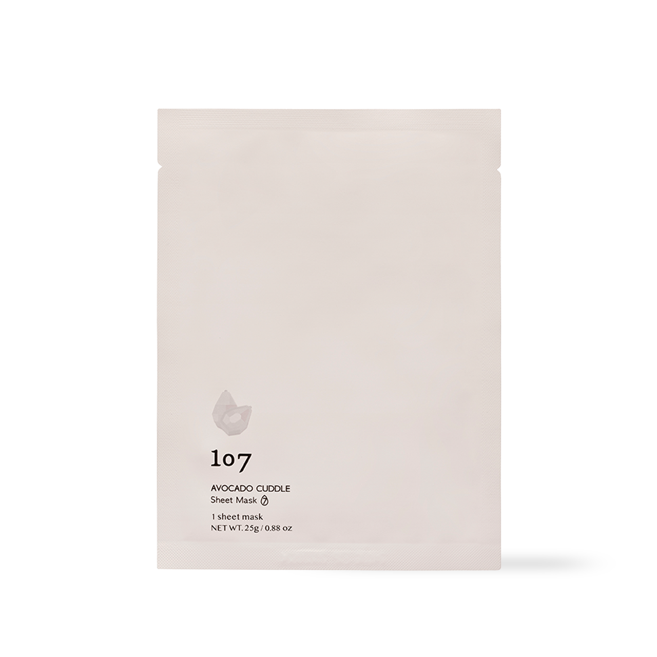 107 Avocado Cuddle Sheet Mask 25g five-sheet set — individual foil pouch with avocado print
