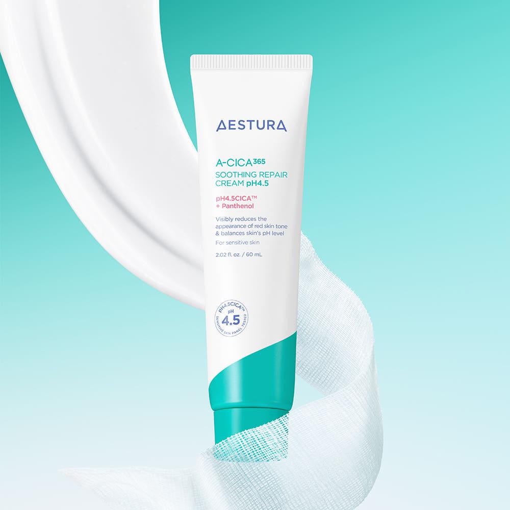 aestura A-Cica Calming Cream 60ml — white jar with teal lid and minimalist label