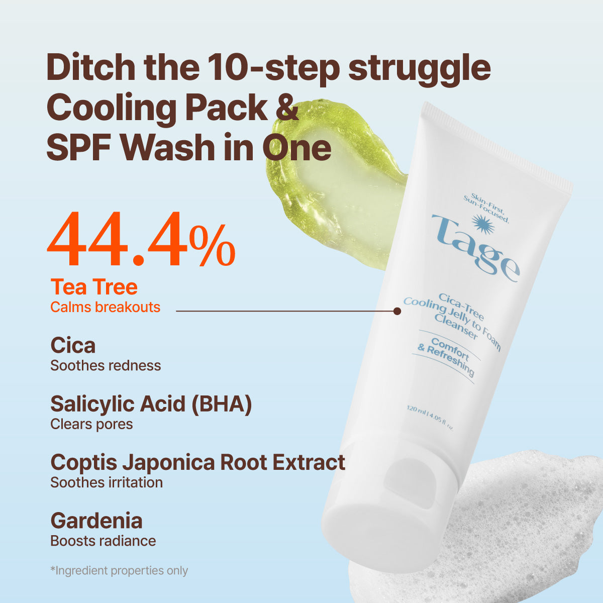 [Tage] Cica-Tree Cooling Jelly to Foam Cleanser 120ml